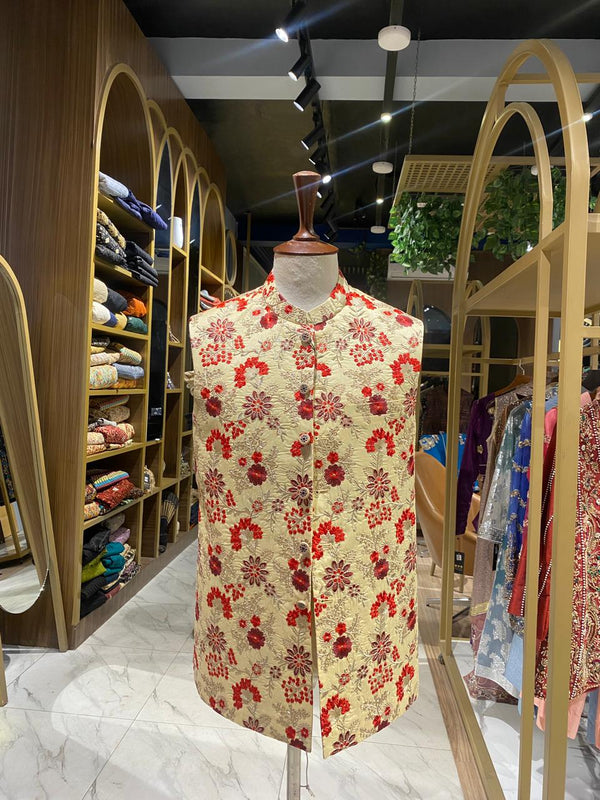 CREAM EMBRIODERY WAISTCOAT - ONE PIECE