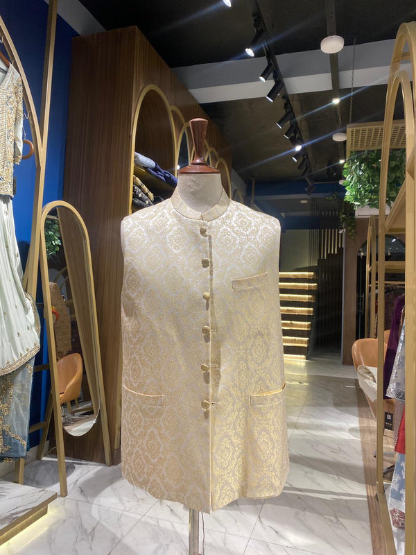 CREAM AND GOLD PATTERN WAISTCOAT - ONE PIECE